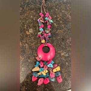 Multicolor Bohemian Necklace Coconut Shells Handcrafted Mazatlán Mexico